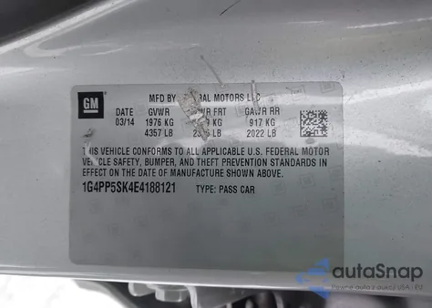 2014 Buick Verano from USA, damaged, VIN 1G4PP5SK4E4188121